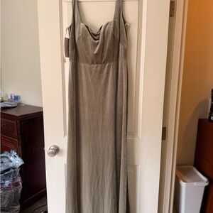 Jenny Yoo Gray Sleeveless Cowl Neck Gown